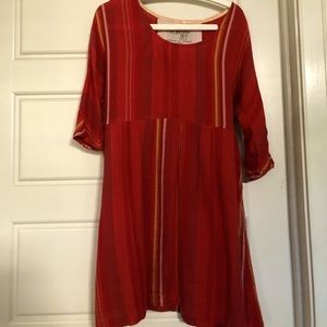 Red striped ace and jig dress. comfortable and ….has pockets!